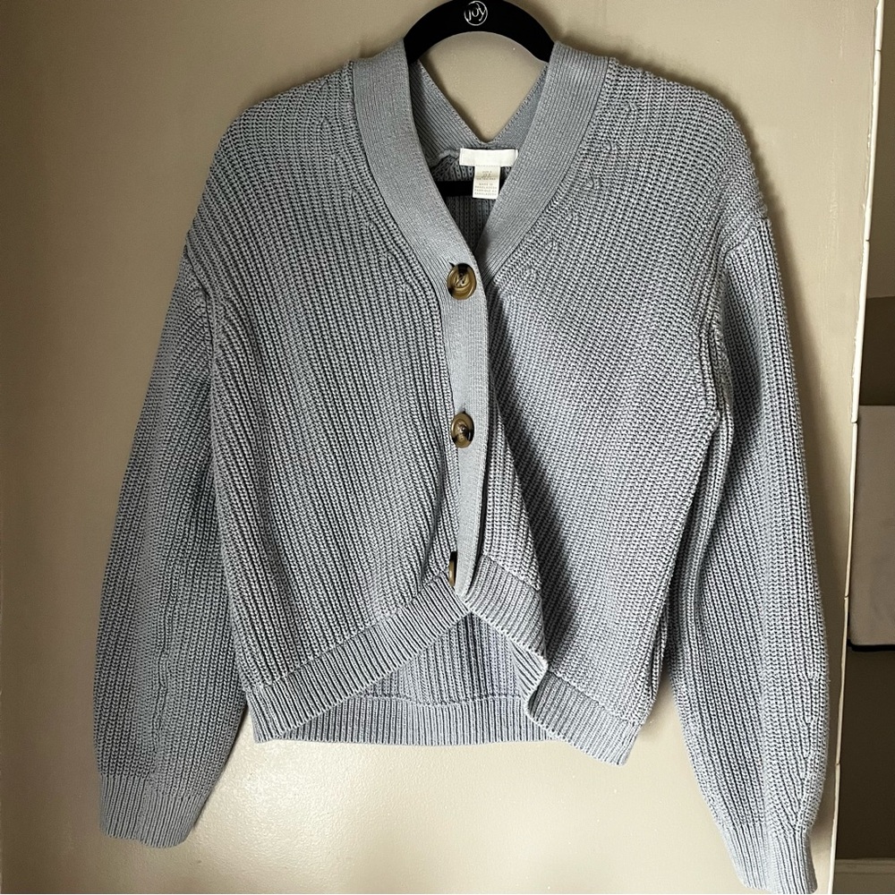 Light Blue H&M Cardigan with Button Detail—Size Small